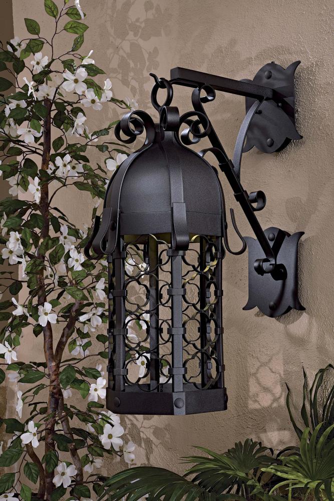 One Light Black Wall Lantern