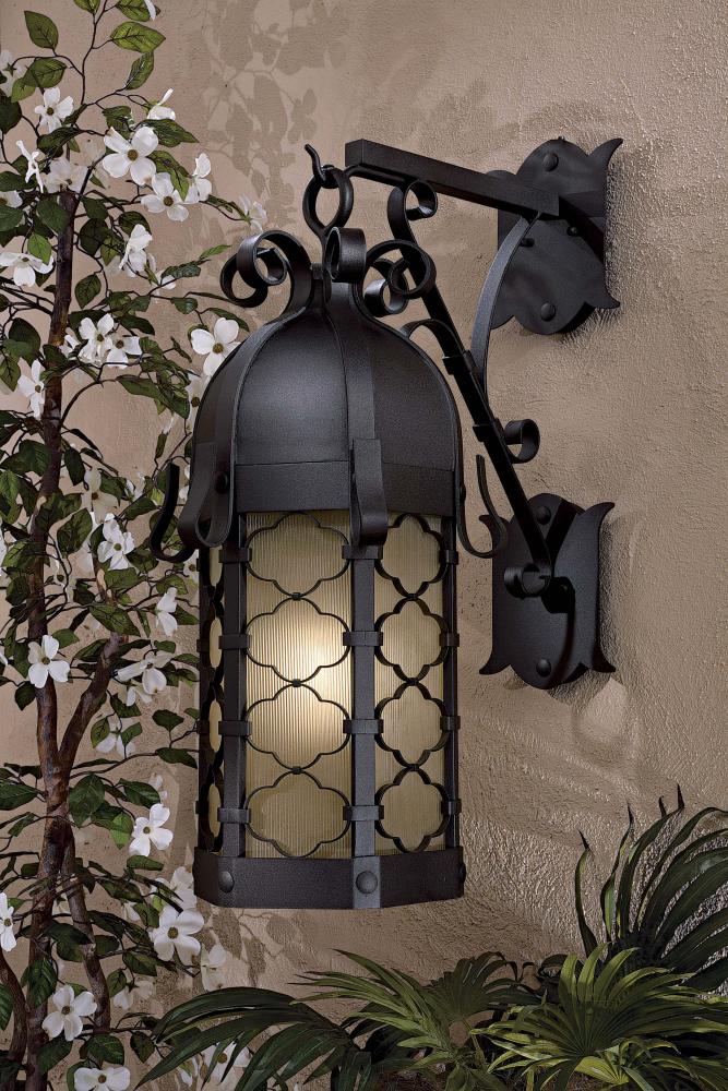 One Light Black Wall Lantern