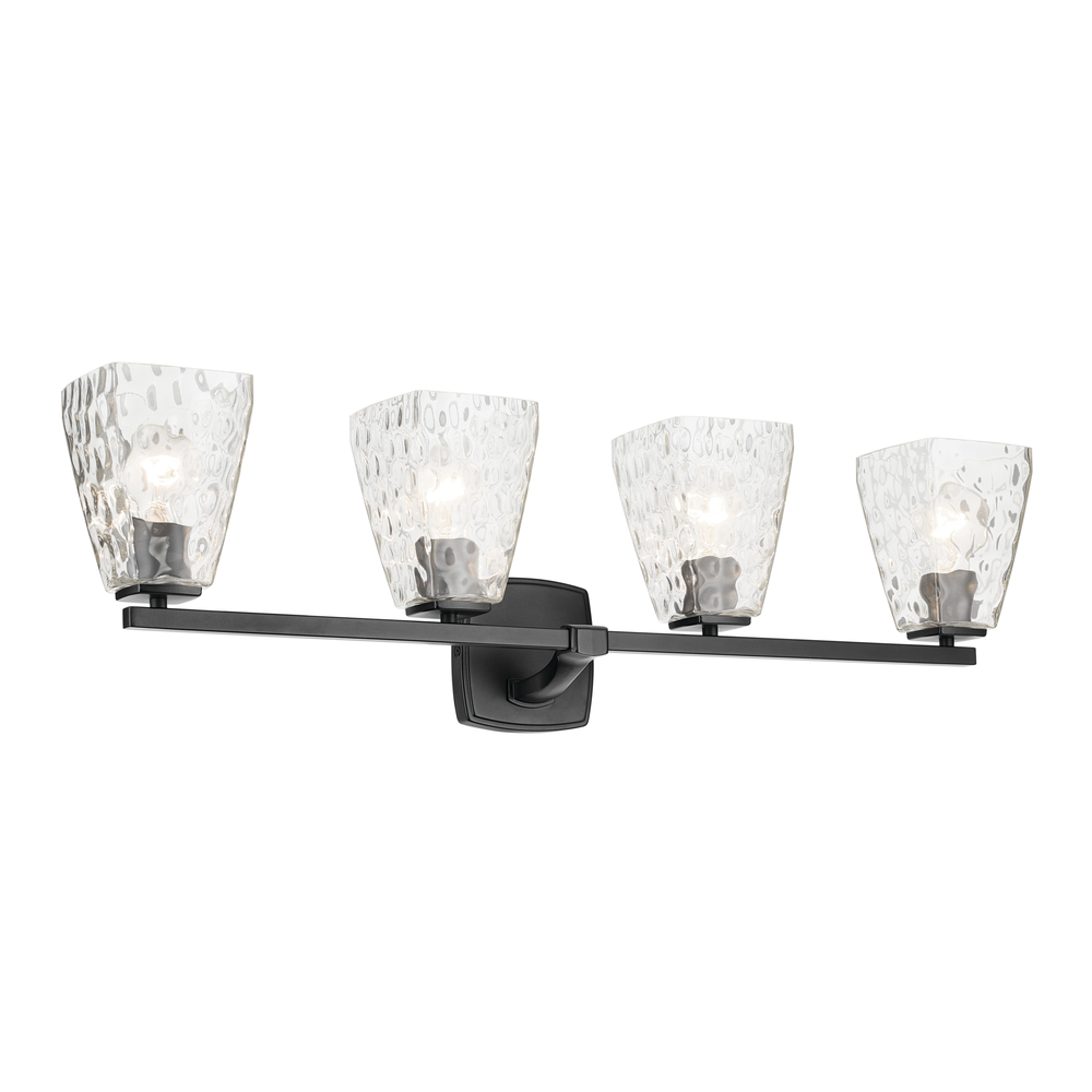 Marant 33.25" 4-Light Vanity Light with Clear Water Glass in Black