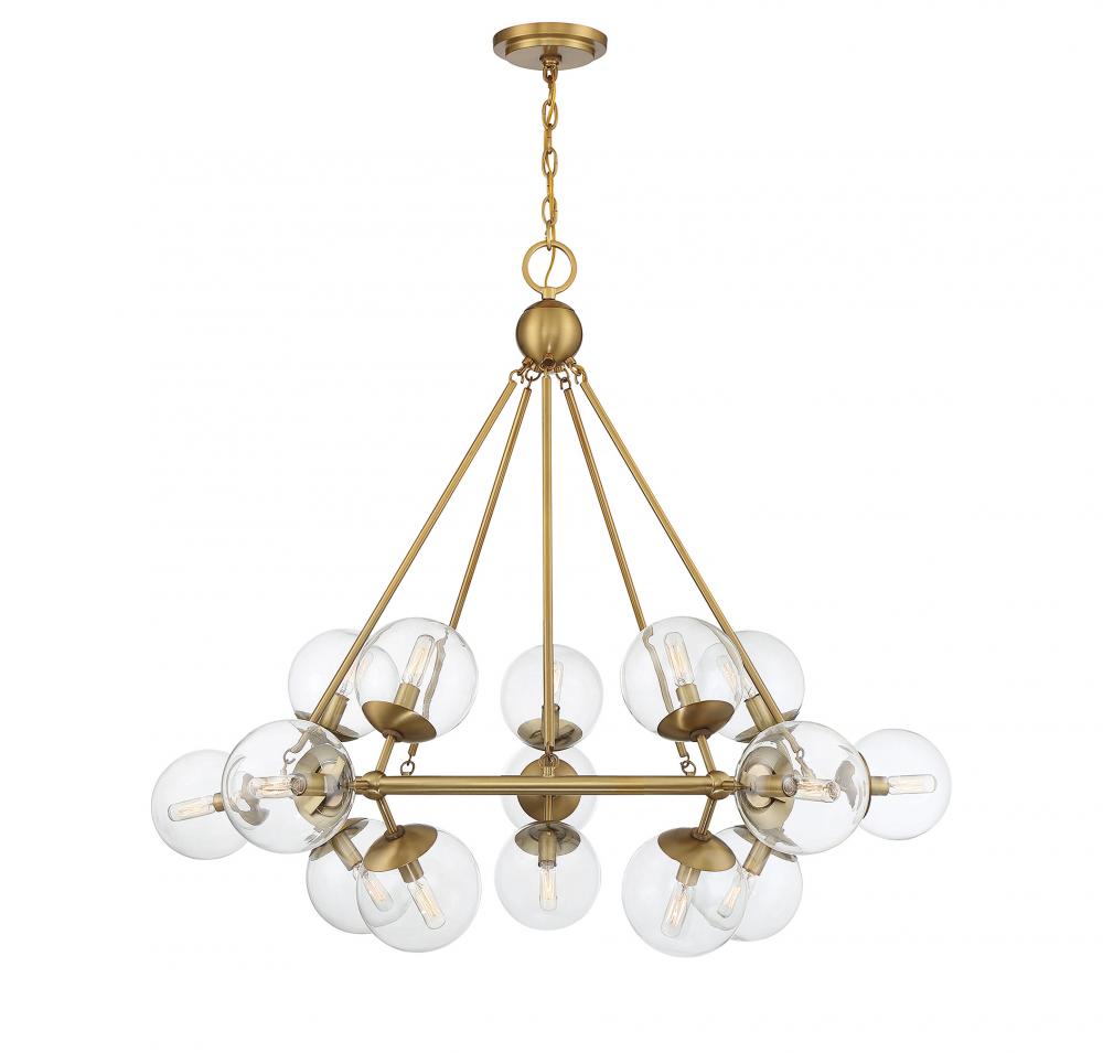 Orion 15-Light Chandelier in Warm Brass