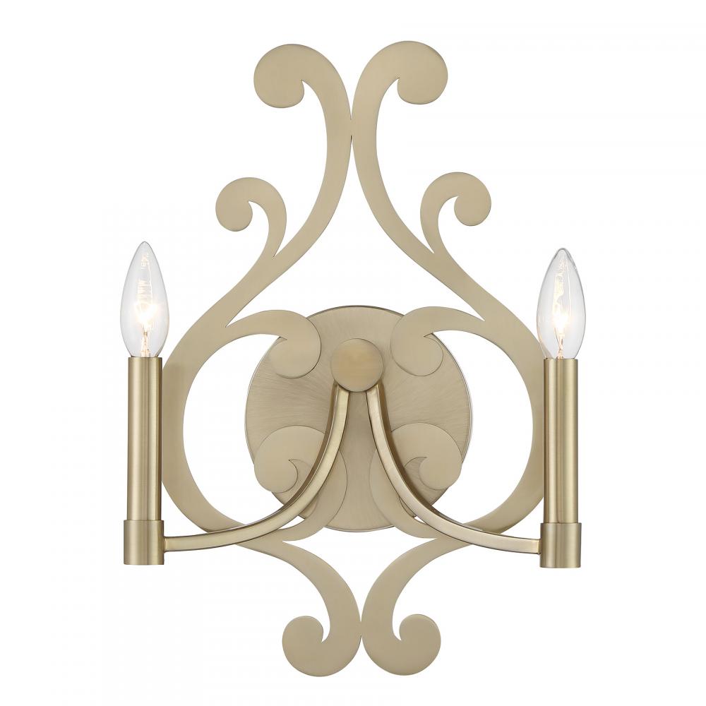 Lombard 2-Light Wall Sconce in Noble Brass