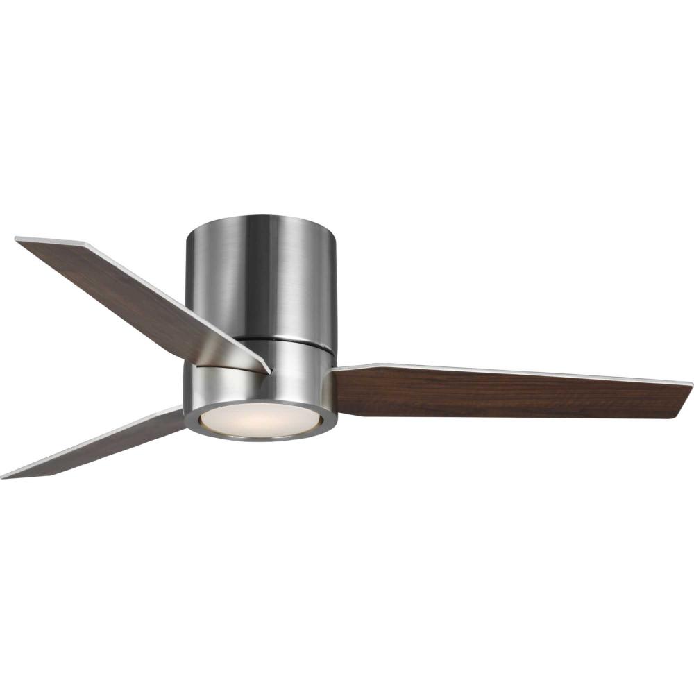 Braden Collection 44" 3-Blade Brushed Nickel LED Mid-Century Modern Indoor Hugger Ceiling Fan