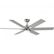 Progress P250103-009-CS - Dallam Collection 60 in. Six-Blade Brushed Nickel Transitional Ceiling Fan with Integrated CCT-LED L