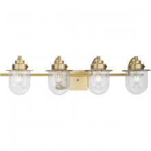 Progress P300437-163 - Northlake Collection Four-Light Vintage Brass Clear Glass Transitional Bath Light