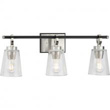 Progress P300482-009 - Cassell Collection Three-Light Brushed Nickel Matte Black Luxe Industrial Bath & Vanity Light