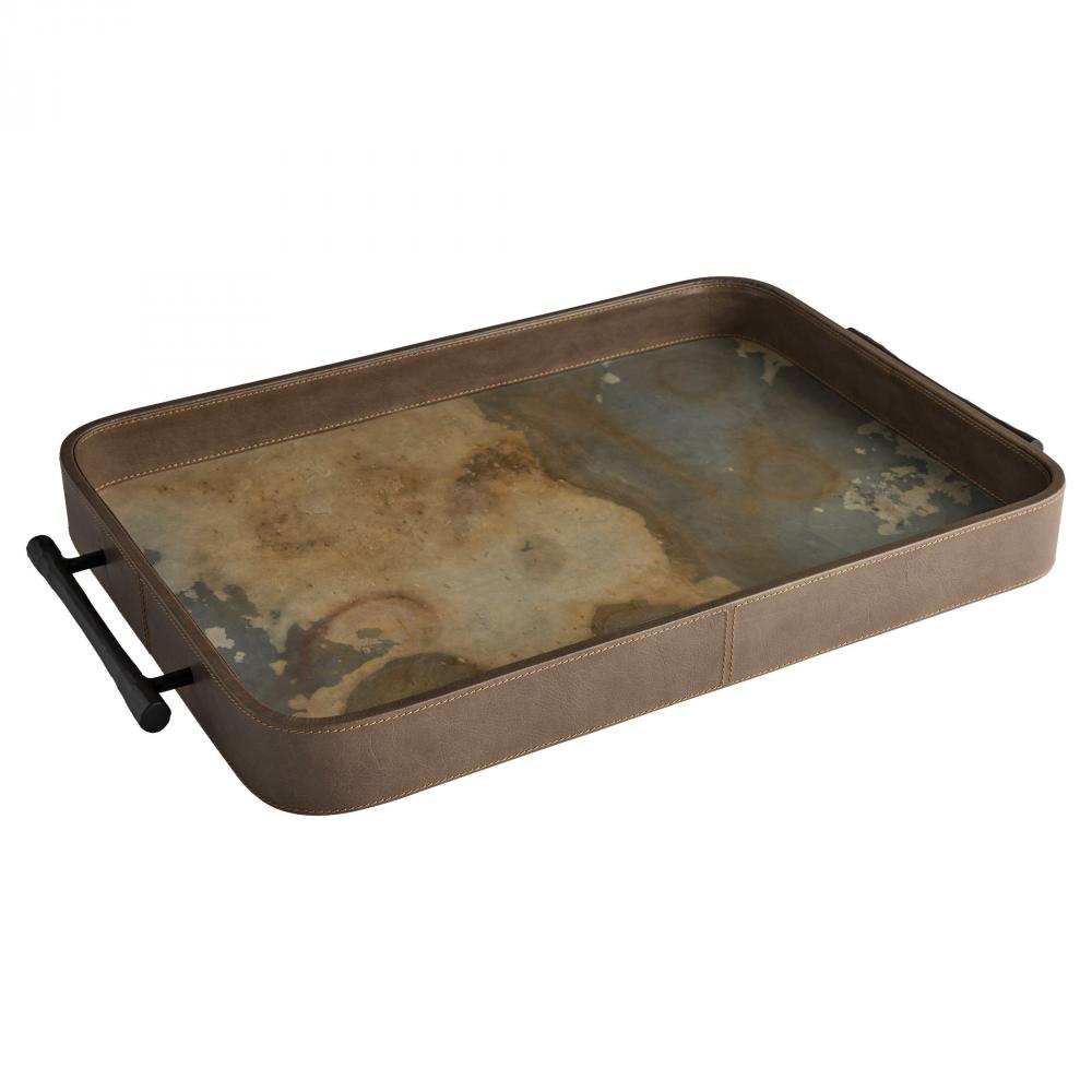 Tesoro Tray | Smoke Grey | Slate Veneer | Matte Black | Large