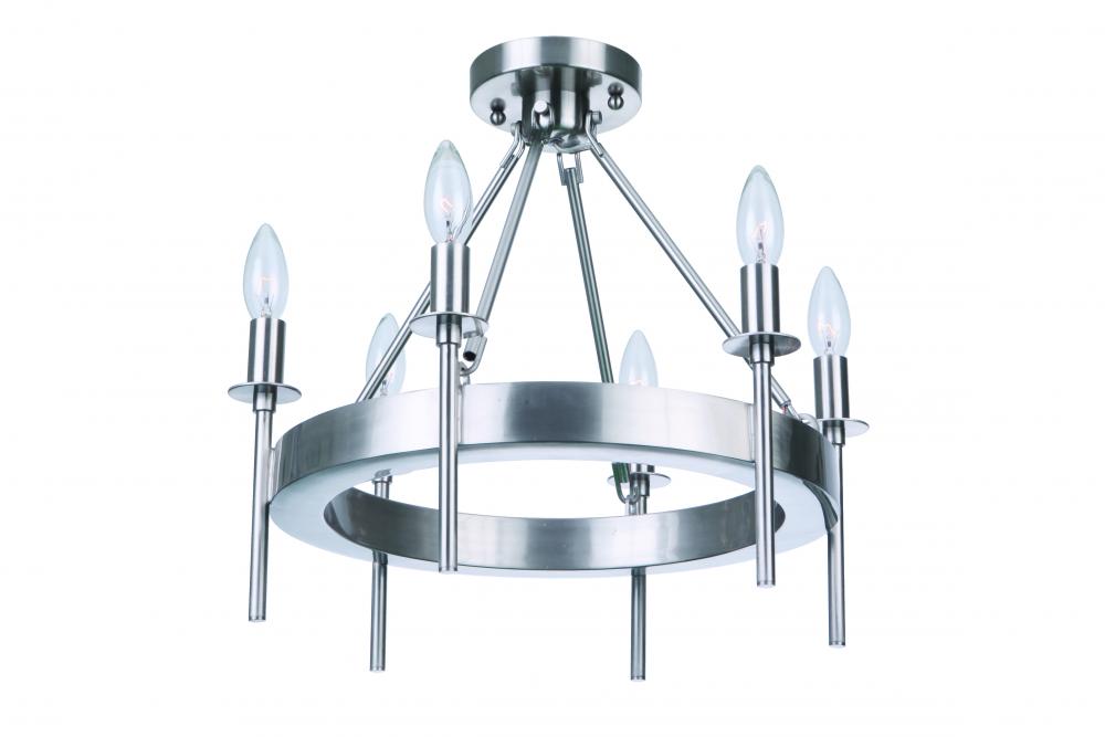 Larrson 6 Light Semi Flush in Brushed Polished Nickel