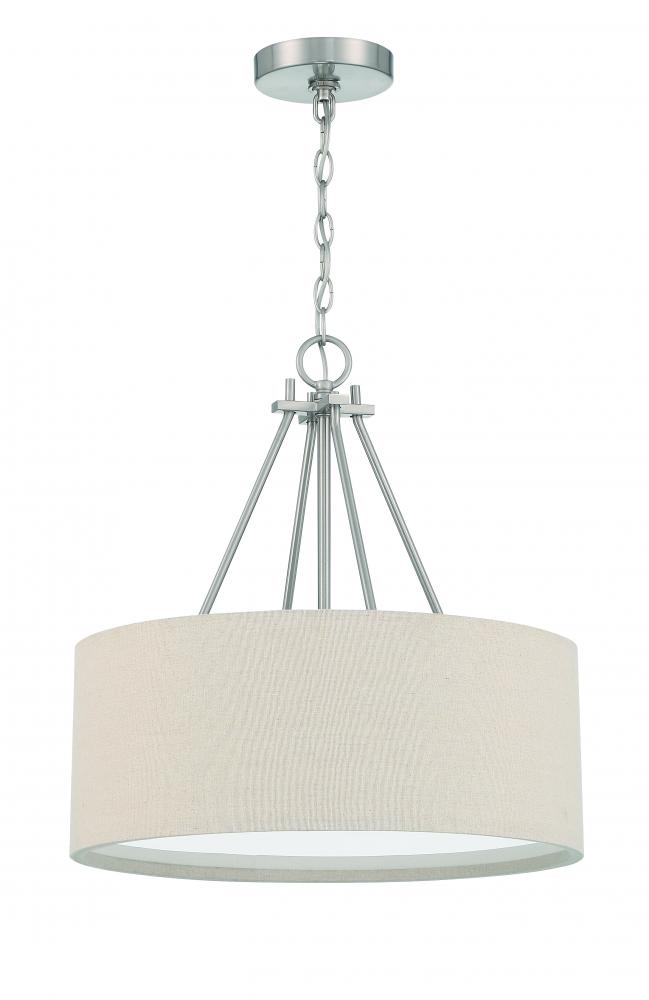 Duke 3 Light 18" Pendant in Brushed Polished Nickel