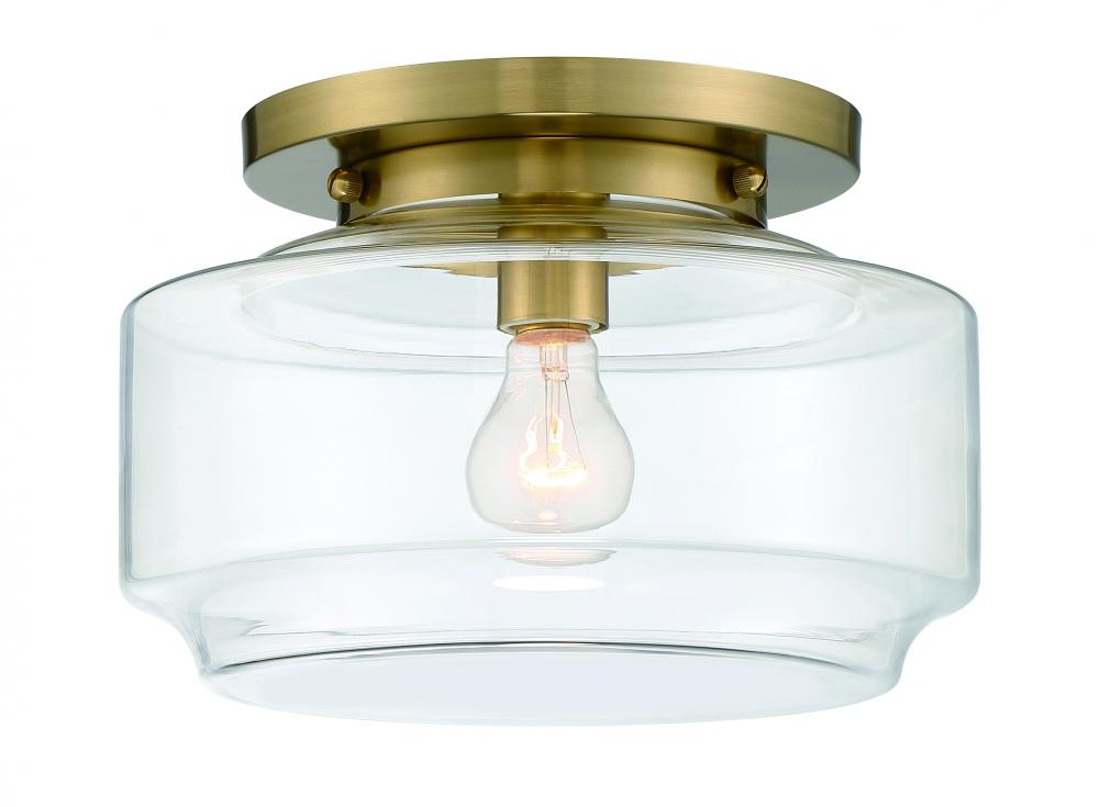 Peri 1 Light 12" Flushmount in Satin Brass