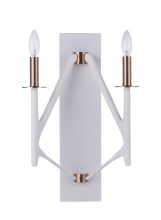 Craftmade 55562-MWWSB - The Reserve 2 Light Wall Sconce in Matte White/Satin Brass