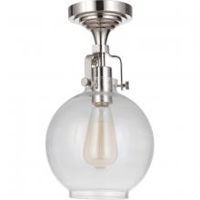 Craftmade X8308-PLN-C - State House 1 Light Clear Glass Globe Semi Flush in Polished Nickel