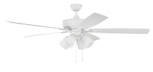 Craftmade S114W5-60WWOK - Super Pro 114 60" 5-Blade Ceiling Fan in White w/ White/Washed Oak Blades; Integrated Light Kit