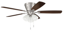 Craftmade WHL52BNK5C3 - Wheeler 52" 5-Blade 3-Light Ceiling Fan in Brushed Polished Nickel w/ Driftwood/Walnut Blades
