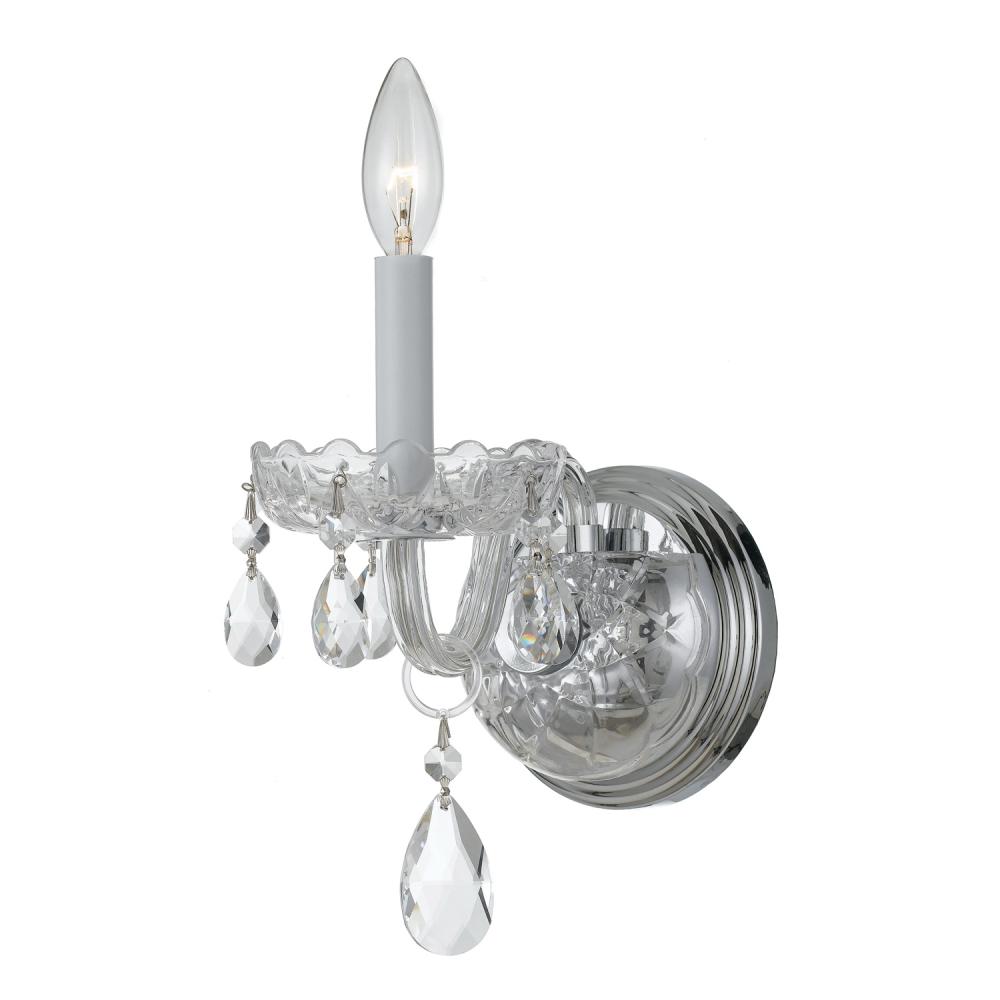 Traditional Crystal 1 Light Swarovski Strass Crystal Polished Chrome Sconce