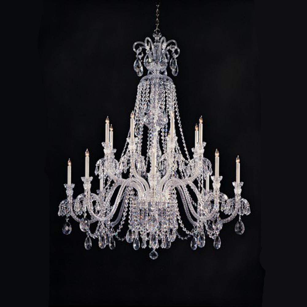 Traditional Crystal 16 Light Hand Cut Crystal Polished Chrome Chandelier