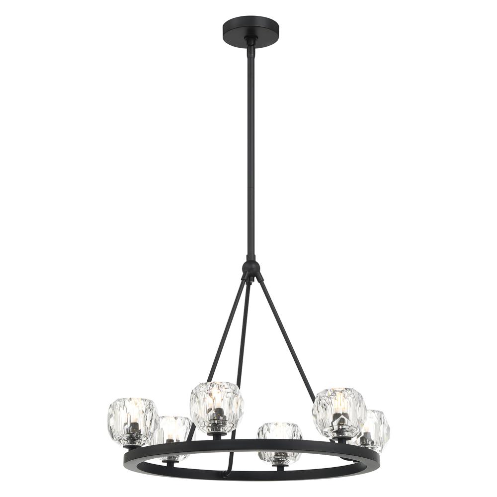 Aragon 6 Light LED Matte Black Chandelier