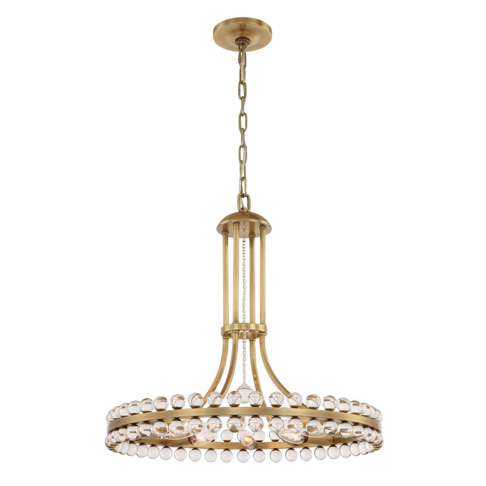 Clover 8 Light Aged Brass Chandelier