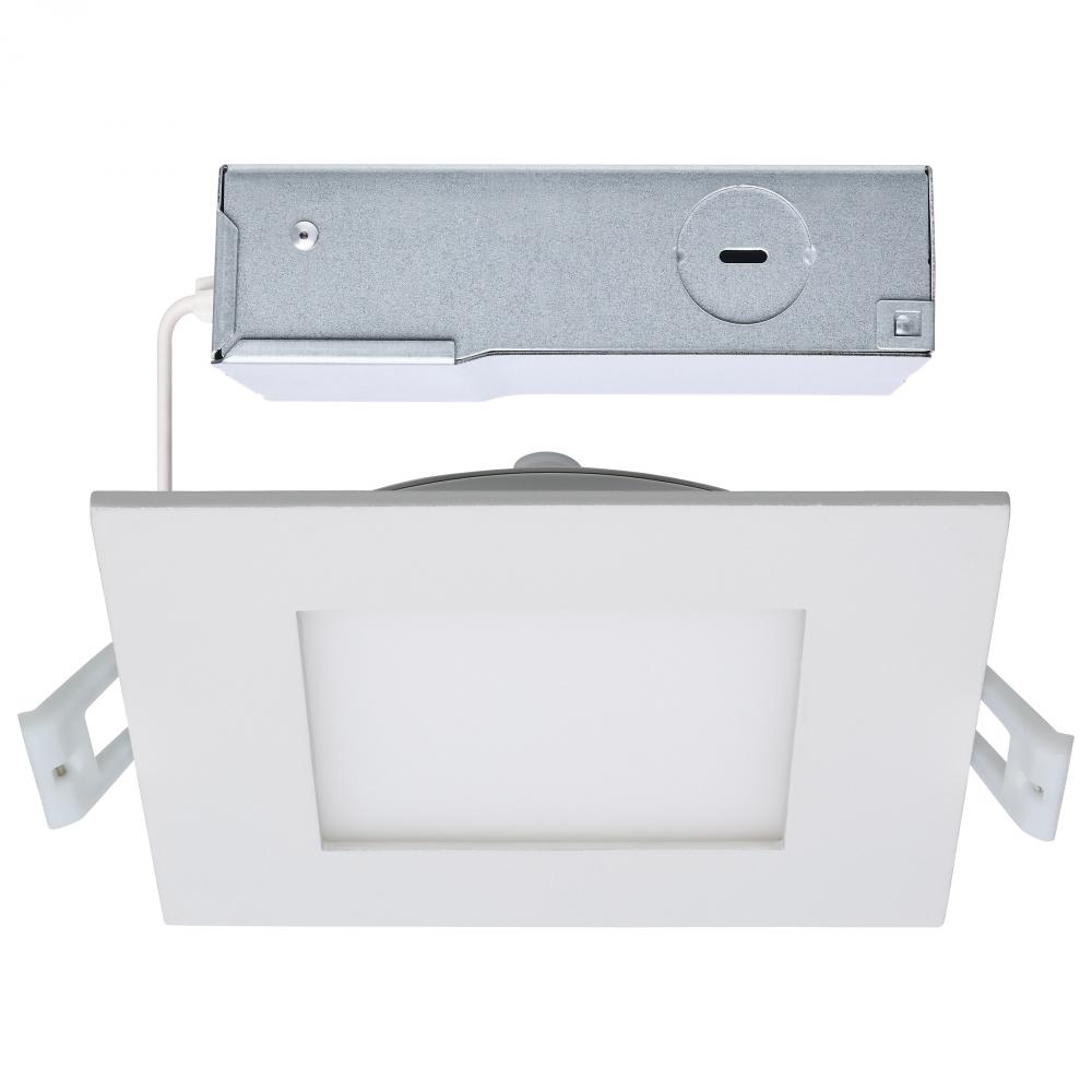 10 Watt LED Direct Wire Downlight; Edge-lit; 4-Inch; CCT Selectable; Square; Remote Driver