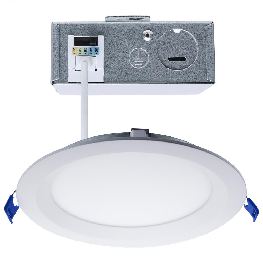 13 Watt LED Direct Wire Downlight; Slimfit; Smooth Baffle; 6 Inch; CCT Selectable; Round; Remote