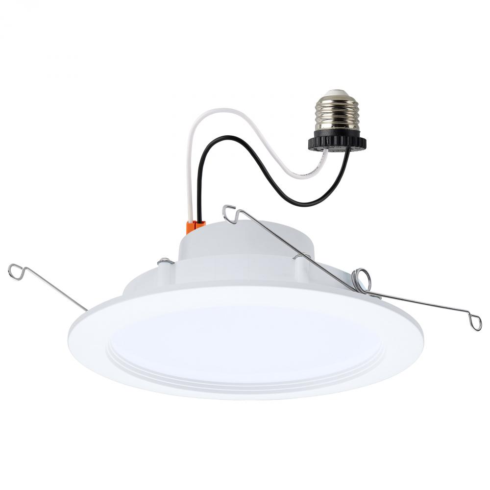 9/11/13 Watt LED Downlight Retrofit; 27K/30K/35K/40K/50K CCT; 6 Inch; Regressed Wafer; Round; Matte