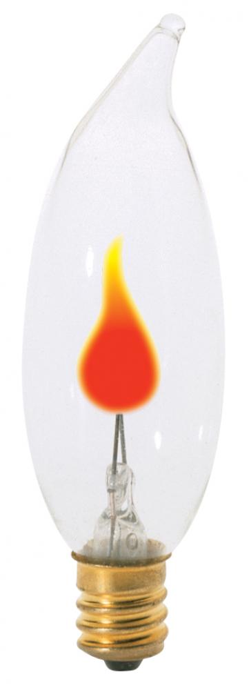 3 Watt CA8 Incandescent; Clear; 1000 Average rated hours; Candelabra base; 120 Volt