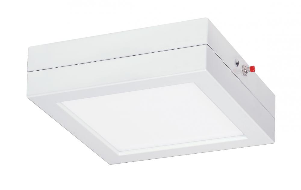 Battery Backup Module For Flush Mount LED Fixture; 7" Square; White Finish