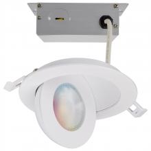 Satco Products Inc. S11293R1 - Starfish; 9 Watt LED Gimbal Downlight; 4 Inch; 2700K-5000K RGB Tunable White; Remote Driver; White