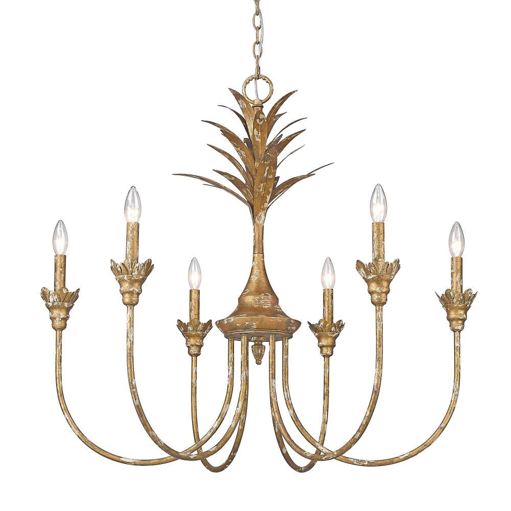 Lillianne HG 6 Light Chandelier in Heirloom Gold