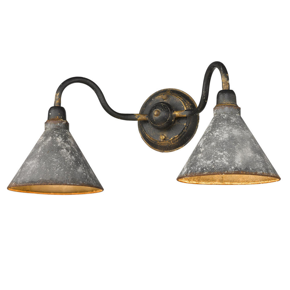 Jasper 2-Light Bath Fixture in Antique Black Iron