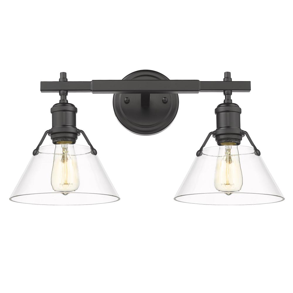 Orwell 2-Light Vanity Light in Matte Black with Clear Glass