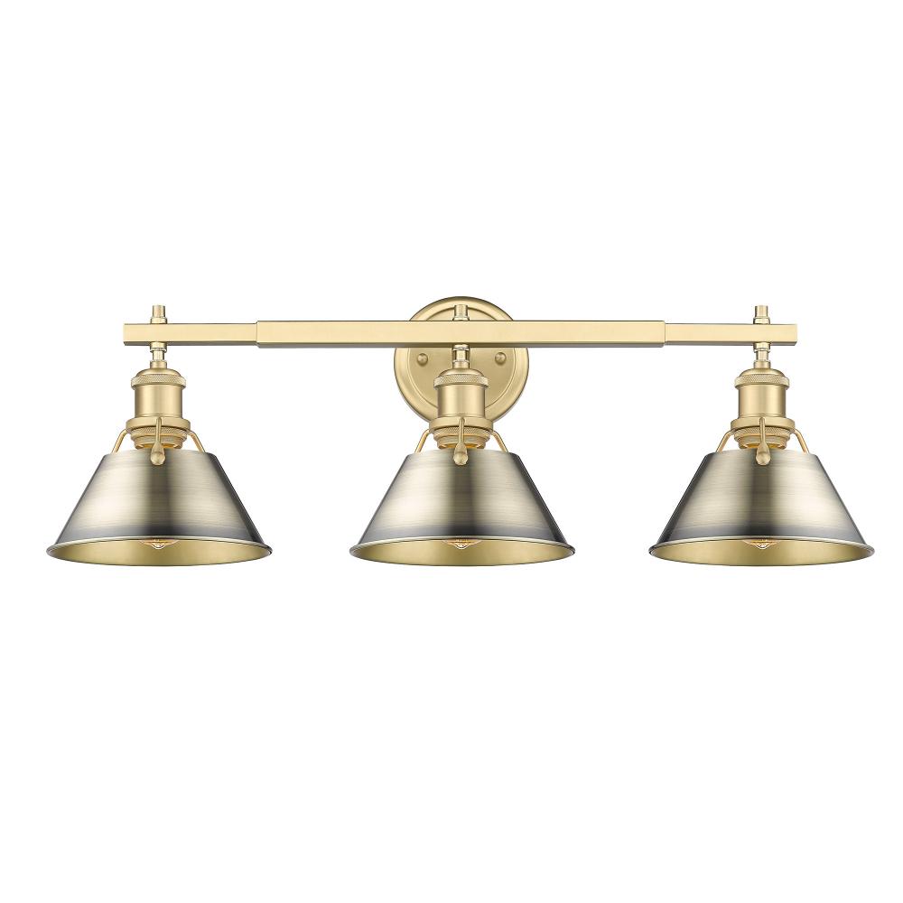 Orwell 3-Light Vanity Light in Brushed Champagne Bronze with Aged Brass