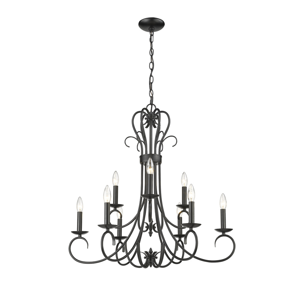 Homestead 2 Tier - 9 Light Candelabra Chandelier in Matte Black