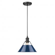 Golden 3306-M BLK-NVY - Orwell BLK Medium Pendant - 10" in Matte Black with Matte Navy shade