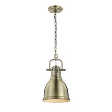 Golden 3602-S AB-AB - Duncan Small Pendant with Chain in Aged Brass with Aged Brass