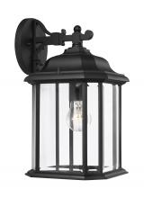 Generation Lighting 84031-12 - Kent traditional 1-light outdoor exterior large wall lantern sconce in black finish with clear bevel