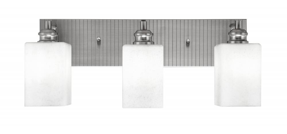 Edge 3 Light Bath Bar, Brushed Nickel Finish, 4" Square White Muslin Glass