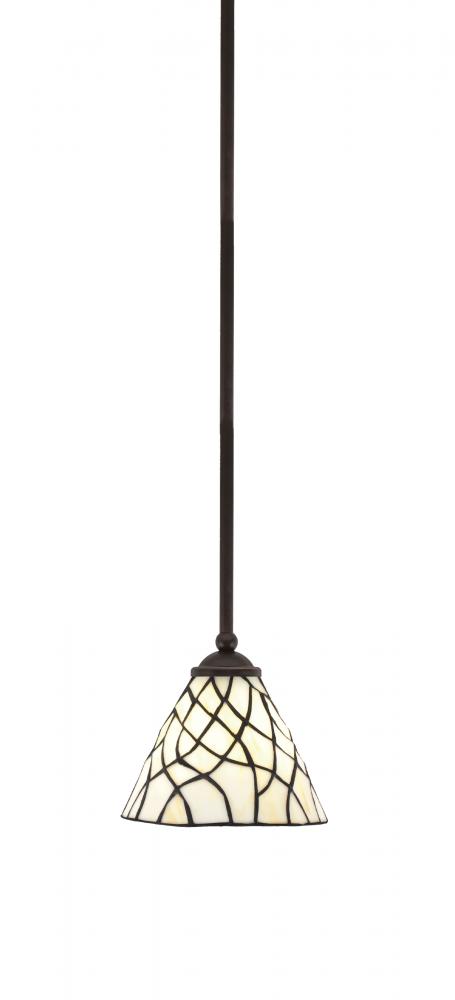 Zilo Stem Hung Mini Pendant, Dark Granite Finish, 7" Sandhill Art Glass