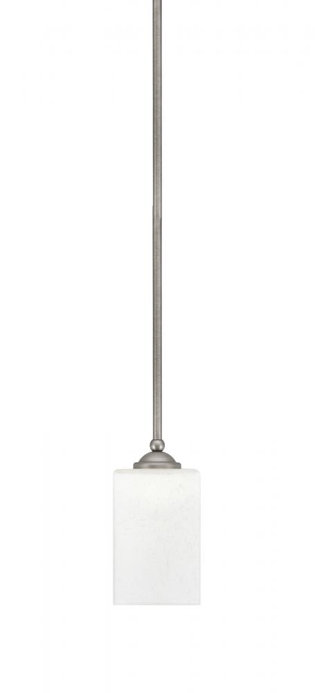 Zilo Stem Mini Pendant, Graphite Finish, 4" Square White Muslin Glass