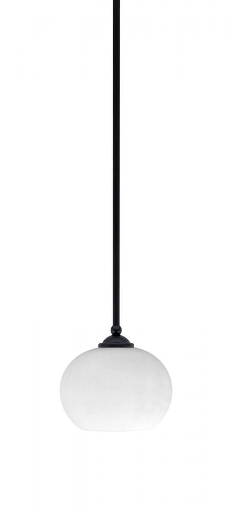 Zilo Stem Mini Pendant, Matte Black Finish, 7" White Muslin Glass