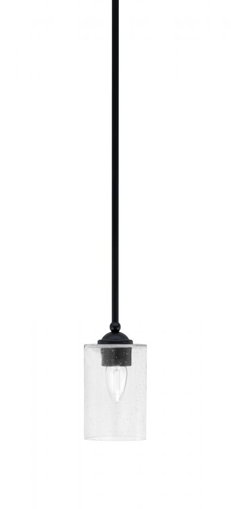 Zilo Stem Mini Pendant, Matte Black Finish, 4" Clear Bubble Glass