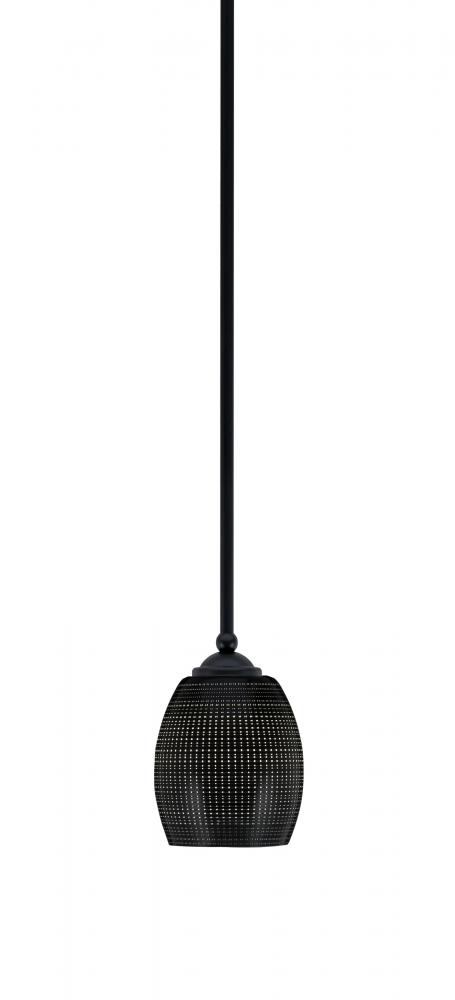 Zilo Stem Mini Pendant, Matte Black Finish, 5" Black Matrix Glass