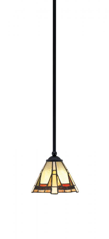 Zilo Stem Mini Pendant, Matte Black Finish, 7" Zion Art Glass