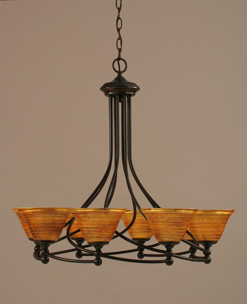 Eight Light Dark Granite Firré Saturn Glass Up Chandelier