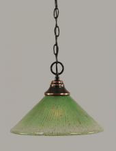 Toltec Company 10-BC-447 - One Light Black Copper Kiwi Green Crystal Glass Down Pendant