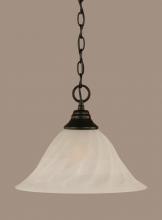 Toltec Company 10-MB-5731 - One Light White Alabaster Swirl Glass Matte Black Down Pendant