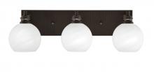 Toltec Company 1163-ES-4101 - Edge 3 Light Bath Bar, Espresso Finish, 5.75" White Marble Glass