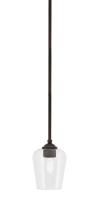 Toltec Company 560-DG-210 - Zilo Stem Hung Mini Pendant, Dark Granite Finish, 5" Clear Bubble Glass