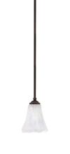 Toltec Company 560-DG-729 - Zilo Stem Hung Mini Pendant, Dark Granite Finish, 5.5" Fluted Italian Ice Glass