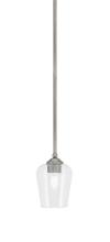 Toltec Company 560-GP-210 - Zilo Stem Mini Pendant, Graphite Finish, 5" Clear Bubble Glass