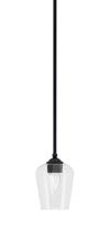 Toltec Company 560-MB-210 - Zilo Stem Mini Pendant, Matte Black Finish, 5" Clear Bubble Glass